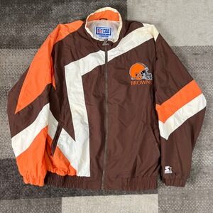 Starter NFL Pro Line Cleveland Browns Jacket Mens Large Brown Orange White